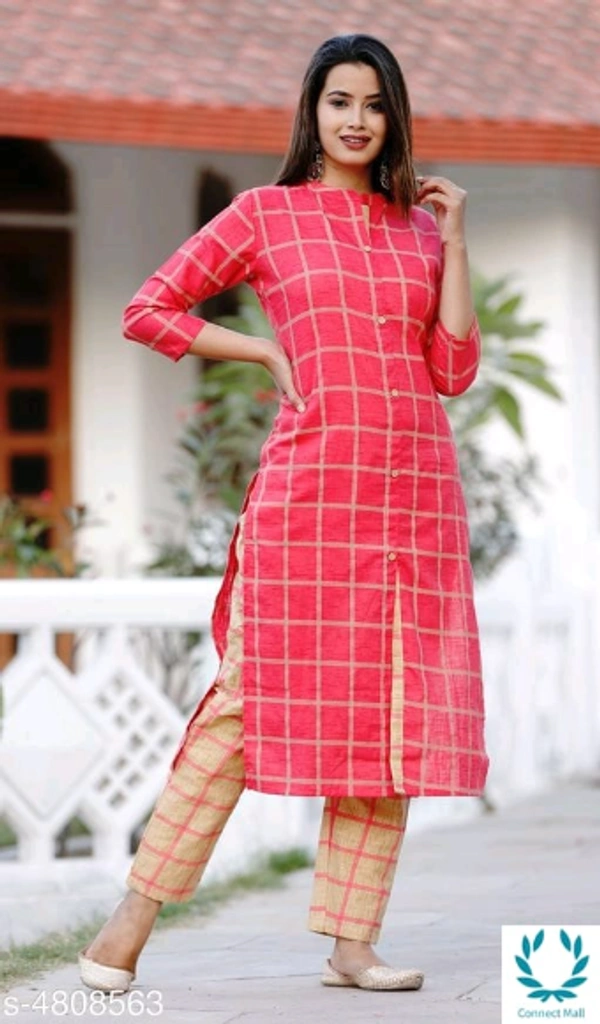 Women's Printed Cotton Slub Kurti - L (Bust Size: 40 in Size Length: 48 in) 